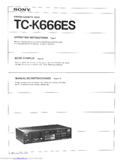 Sony TC-K666ES Operating Instructions Manual