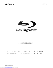 Sony BDP-S301 Operating Instructions Manual