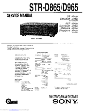 Sony STR-D965 - Fm Stereo / Fm-am Receiver Service Manual