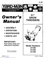 Yard-Man 31193 Owner's Manual