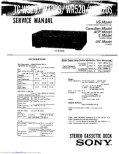 Sony TC-WR520S Service Manual