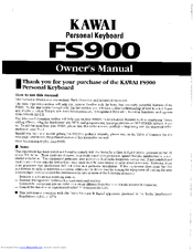 Kawai FS900 Owner's Manual