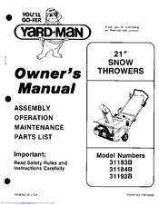 Yard-Man 31193b Owner's Manual