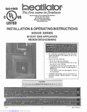 Heatilator NB4236 Installation & Operating Instructions Manual