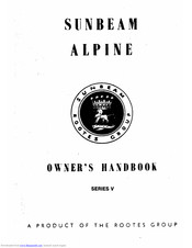 Sunbeam Alpine V series Owner's Handbook Manual