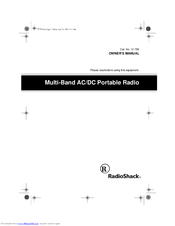 Radio Shack Multi-Band AC/DC Portable Radio Owner's Manual