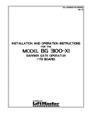 Chamberlain BG 3100-X1 Installation And Operation Instructions Manual