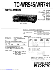 Sony TC-WR545 Primary Service Manual
