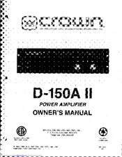Crown D-150A Series II Owner's Manual