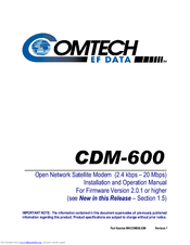 Comtech Ef Data CDM-600 Operating Instructions Manual