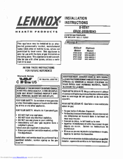 Lennox GRDE-8043NE-2 Installation Instructions Manual