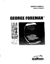 George Foreman GR26TMR Owner's Manual