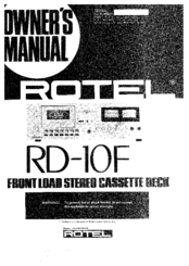 Rotel RD-10F Owner's Manual