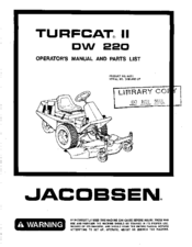 Jacobsen Turfcat II DW 220 Operator's Manual And Parts List