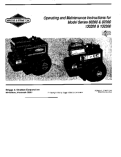 Briggs & Stratton Series 82200 to 82299 Operating And Maintenance Instructions Manual