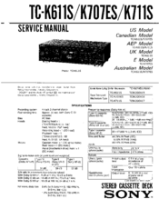 Sony TC-K707ES Service Manual