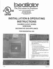 Heatilator GCBC60 Installation & Operating Instructions Manual