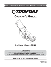 Troy-Bilt TB E25 Operator's Manual