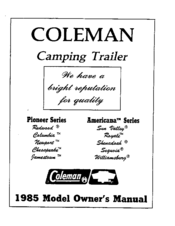 Coleman Pioneer Redwood 1985 Owner's Manual