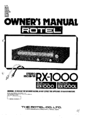 Rotel RX-1000 Owner's Manual