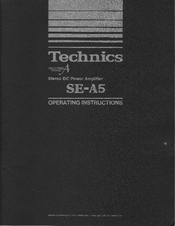 Technics SE-A5 Operating Instructions Manual