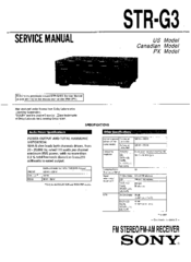 Sony STR-G3 Service Manual