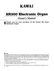 Kawai XR300 Owner's Manual