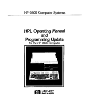 HP 9826 Operating Manual And Programming Update