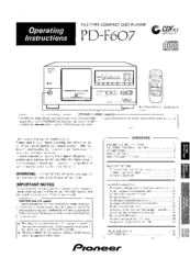 Pioneer PD-F607 Operating Instructions Manual