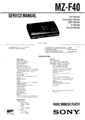 Sony MZ-F40 Service Manual
