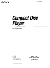 Sony CDP-X77ES Operating Instructions Manual