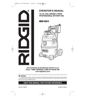 RIDGID WD1851 Operator's Manual
