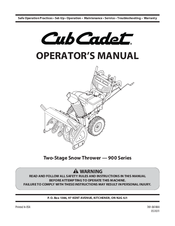 Cub Cadet 900 series Operator's Manual