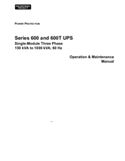 Liebert Series 600 Operation & Maintenance Manual
