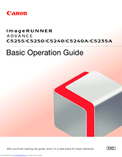 Canon ImageRUNNER Advance C5240A Basic Operation Manual