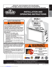 Napoleon IR3N-1 Installation And Operating Instructions Manual
