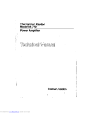 Harman Kardon HK770 Technical Manual
