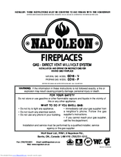Napoleon GD16 - N Installation And Operation Instructions Manual