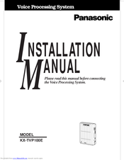 Panasonic KX-TVP100E Installation Manual And Instructions For Use