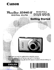 Canon PowerShot SD940IS Digital Elph Getting Started