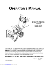 Mtd E600E Operator's Manual