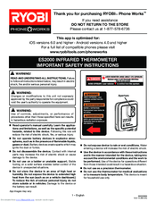 Ryobi Phone Works ES2000 Important Safety Instructions Manual