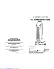 Black & Decker HEPAFresh BXAP250 Use & Care Instructions Manual