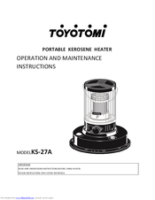 Toyotomi KS-27A Operation And Maintenance Instructions