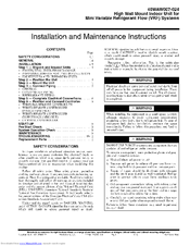 Carrier 40WAW009 Installation And Maintenance Instructions Manual