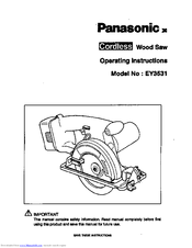 Panasonic EY3531 - 15.6V WOOD SAW Operating Instructions Manual