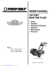 Troy-Bilt 7HP Pony 12211 Owner's Manual