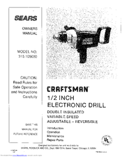 Craftsman Sears 315.105030 Owner's Manual