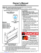 Heat & Glo MEZZO-1600-AU Owners Manual Care And Operation