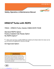 Jacobsen HR9016 Turbo Safety, Operation & Maintenance Manual
